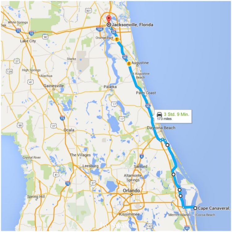 • on tour • Von Cape Canaveral nach Jacksonville • unsere Route