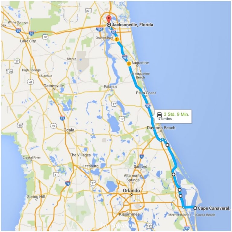 on tour • Von Cape Canaveral nach Jacksonville • nächte Route