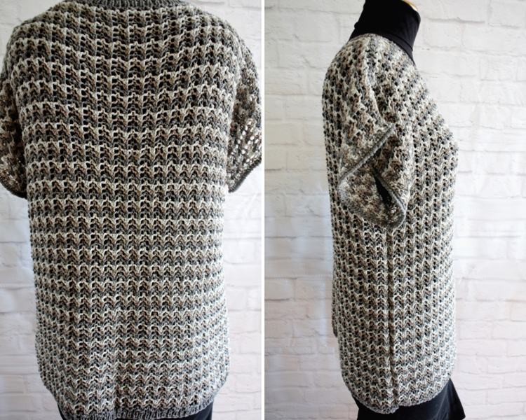 • stricken • kurzarm Pullover im Rippenajourmuster • von allen Seiten