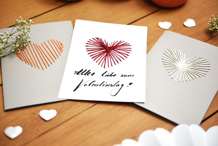 DIY • gestickte Valentinstag Karten • beschriften